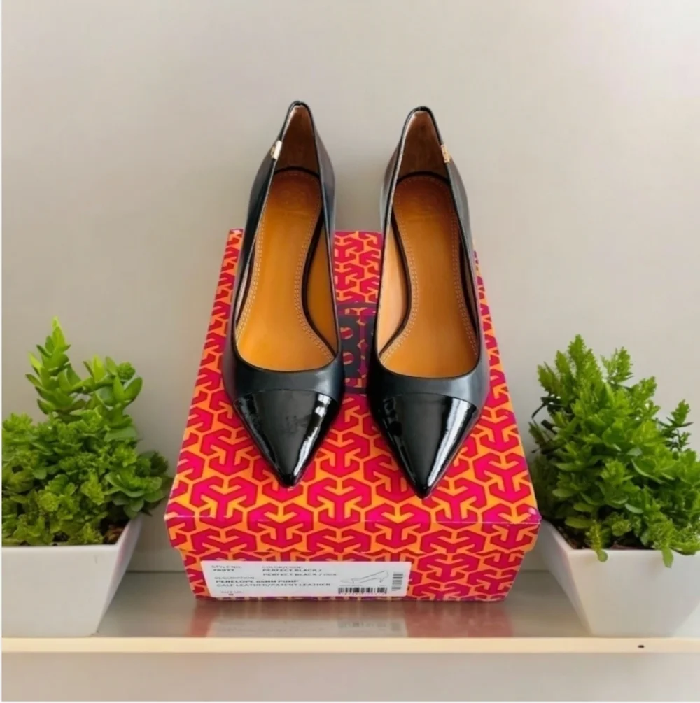Tory Burch Penelope 65MM Black Leather Pumps Women’s Size 5.5 Made in Italy